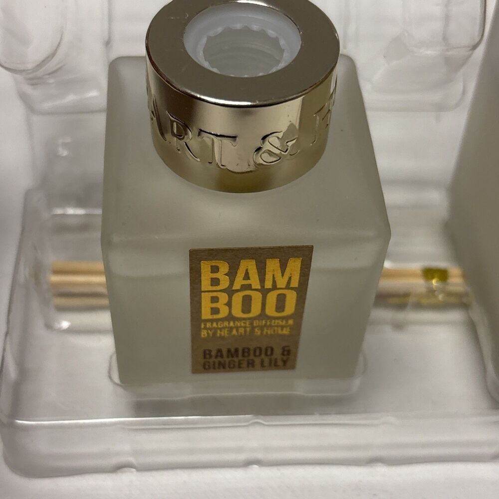 NEW Bamboo Ginger Lily Candle Reed Diffuser Set Eco Friendly Soy Scented - Picture 10 of 15